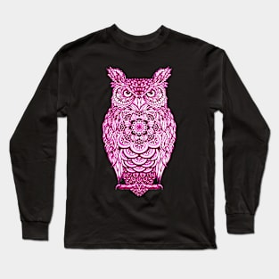 Pink Owl, Fun Bird Graphic For Owl Lovers Long Sleeve T-Shirt